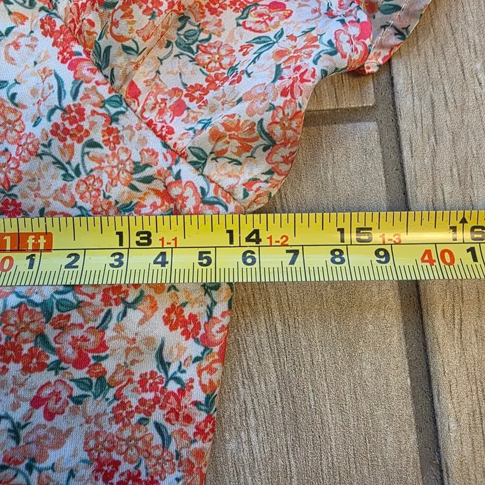 Zara Ruched Crop Top Womens M Puff Sleeve Smocked Cottagecore Boho